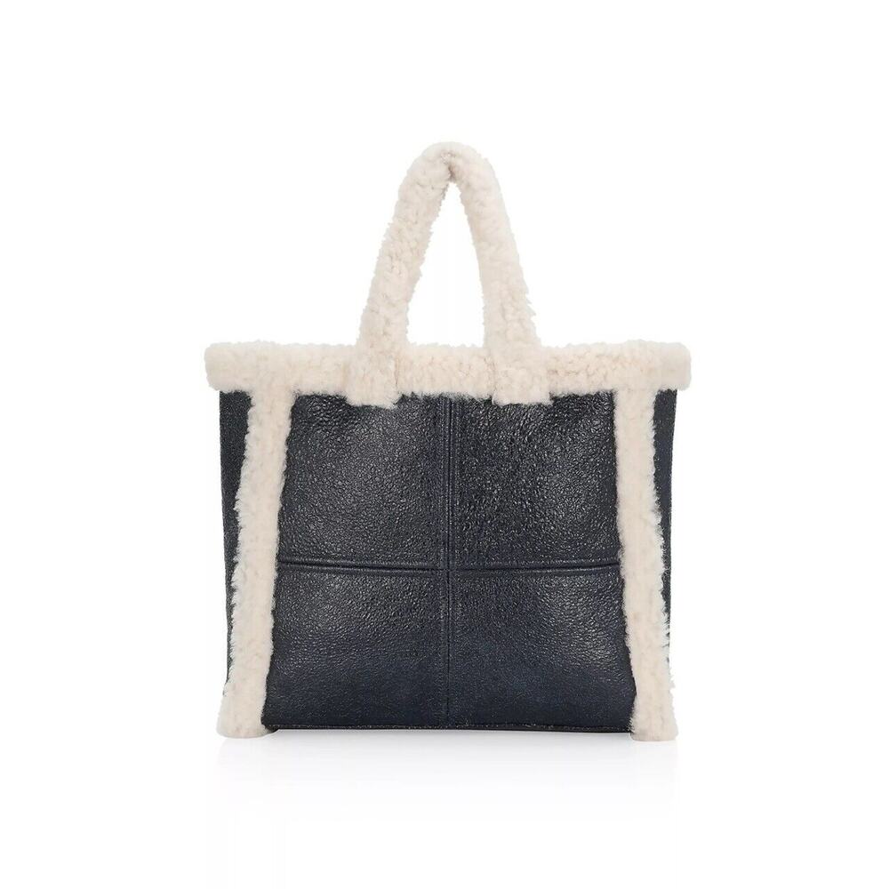 MAXIMILIAN Shearling tote bag - Navy, Real Fur